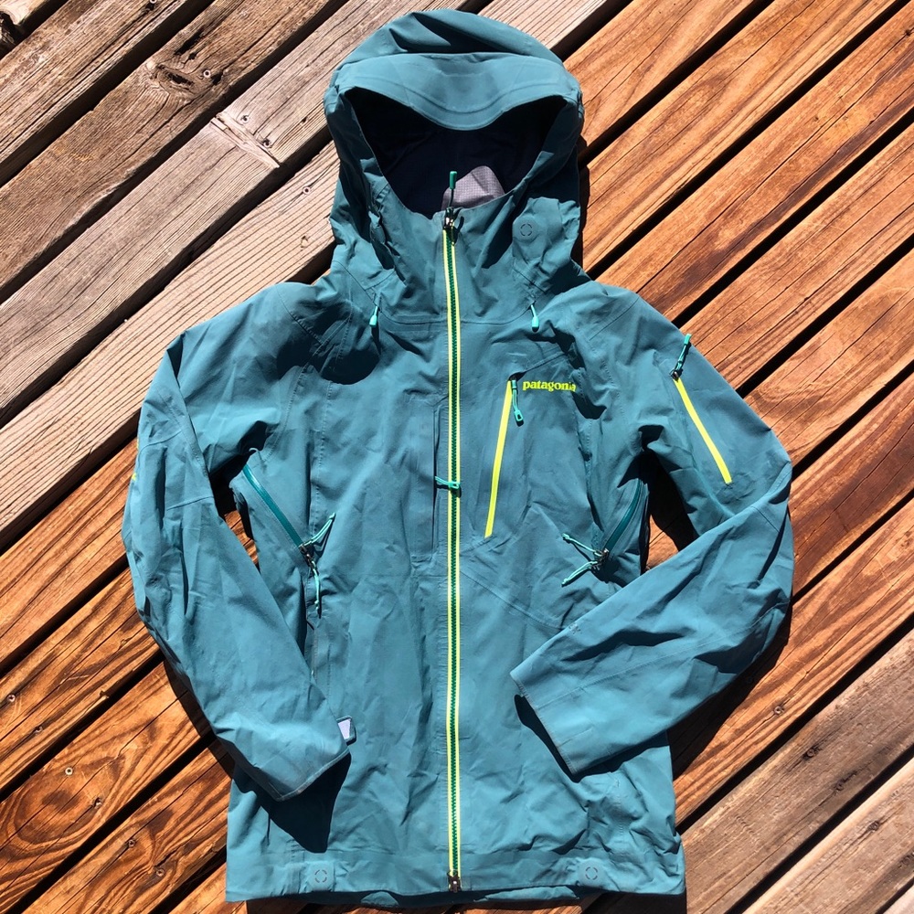Patagonia PowSlayer Ski Jacket Shell Women’s Small (S) Green Blue